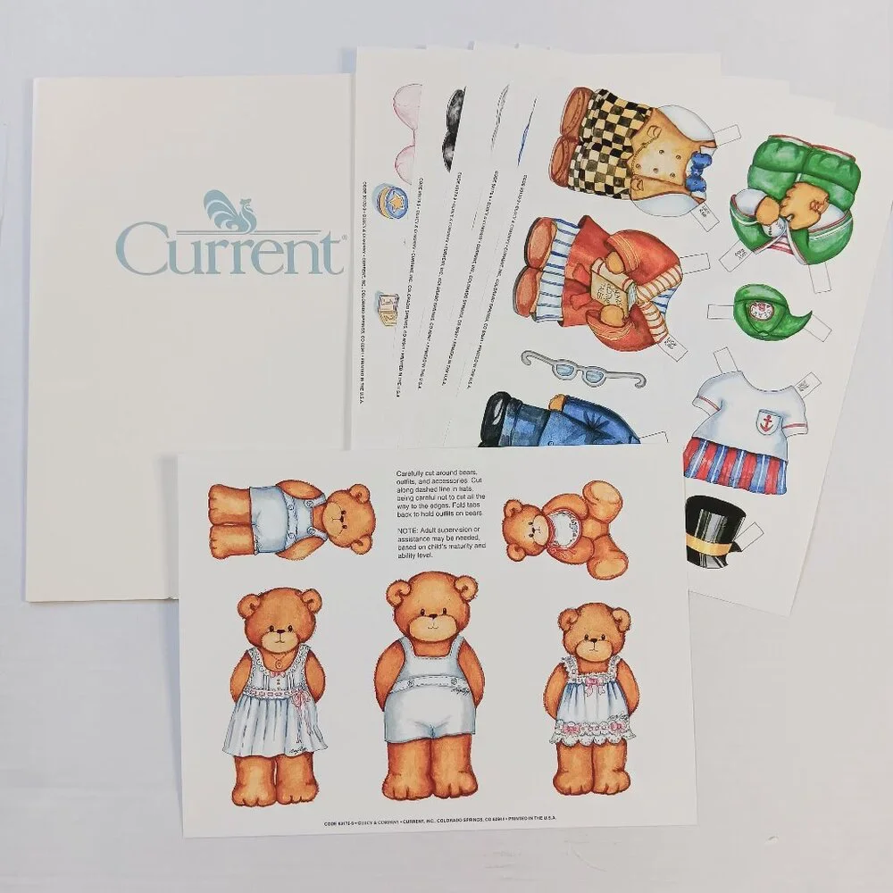Current Lucy & Company Paper Doll Set Bears Family 6 Sheets in Folder